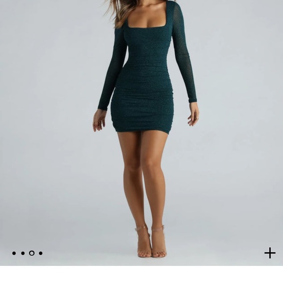 Worn once teal Windsor long sleeve mini dress with sparkles - Picture 6 of 6